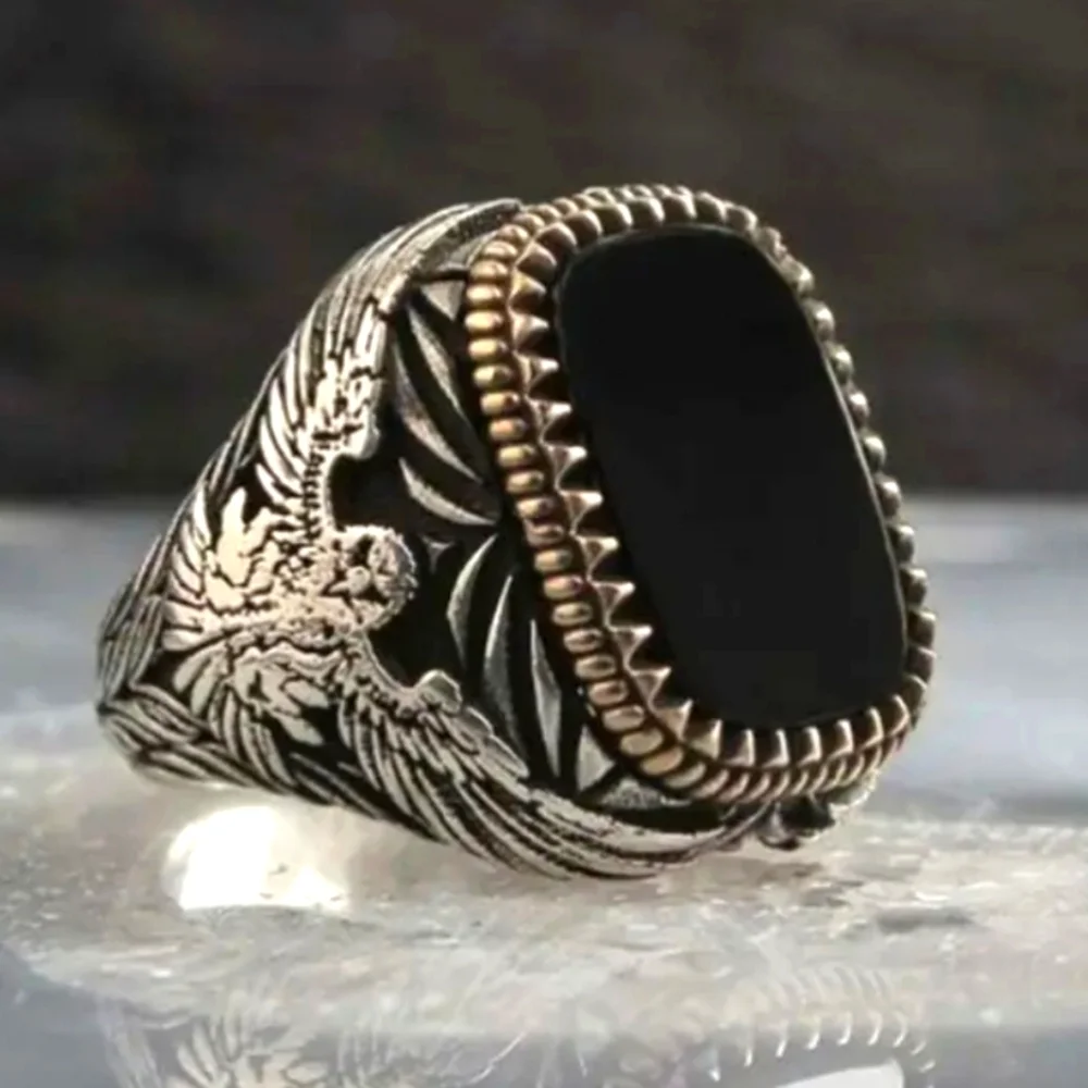 Retro Silver Gold and Black Men's Ring Sz 12 - Picture 1 of 9